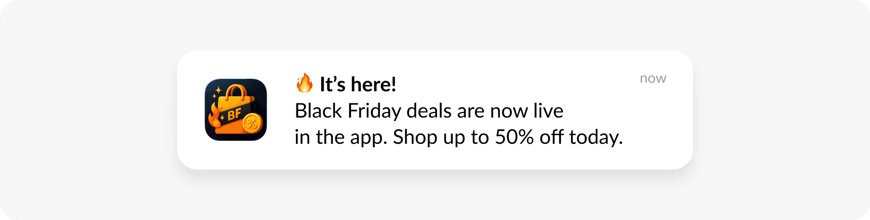 Sale is live black friday push notification
